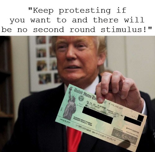High Quality Trump Keep Protesting No Stimulus Blank Meme Template