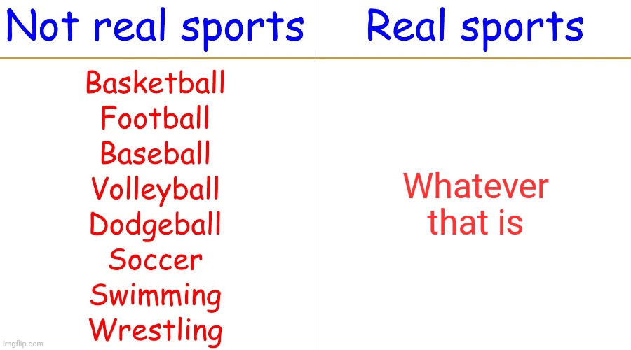 Real sports | Whatever that is | image tagged in real sports | made w/ Imgflip meme maker