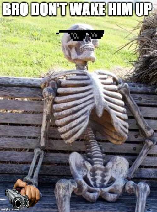 Waiting Skeleton | BRO DON'T WAKE HIM UP | image tagged in memes,waiting skeleton | made w/ Imgflip meme maker