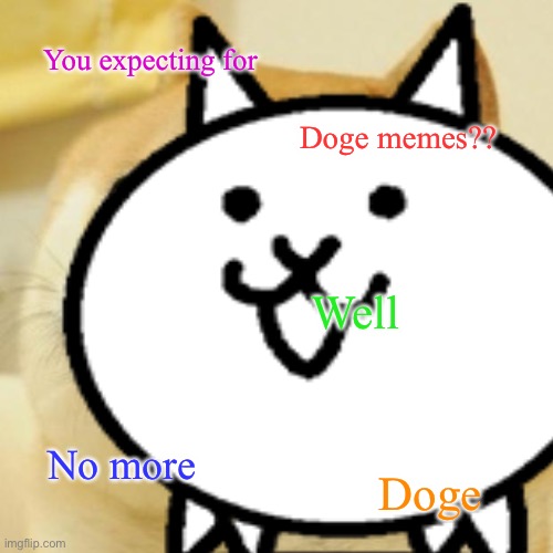 Do you expecting for something?? Well no | You expecting for; Doge memes?? Well; No more; Doge | image tagged in memes,funny,doge,cats,dog vs cat,reference | made w/ Imgflip meme maker