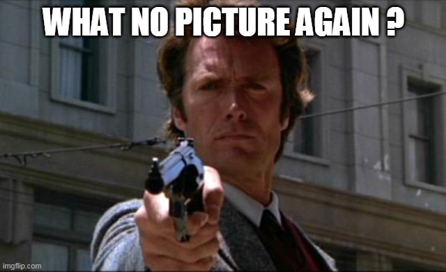Clint Eastwood |  WHAT NO PICTURE AGAIN ? | image tagged in clint eastwood | made w/ Imgflip meme maker