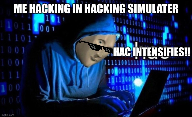 hac | ME HACKING IN HACKING SIMULATER HAC INTENSIFIES!! | image tagged in hac | made w/ Imgflip meme maker