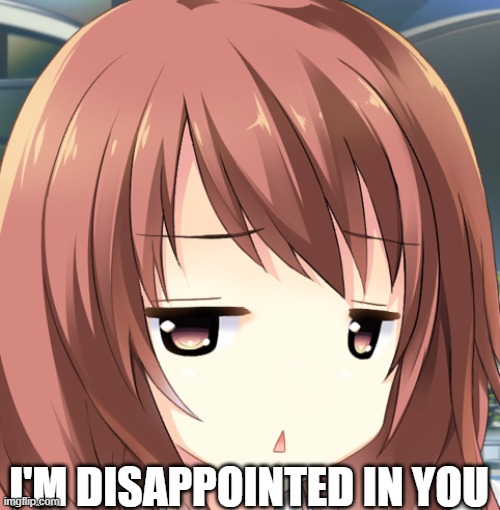 Disappointed Waifu |  I'M DISAPPOINTED IN YOU | image tagged in anime,memes,visual novel | made w/ Imgflip meme maker