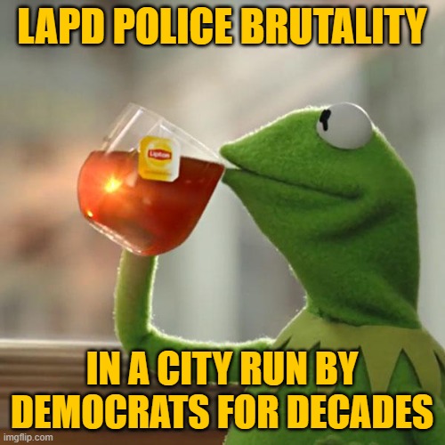 But That's None Of My Business Meme | LAPD POLICE BRUTALITY IN A CITY RUN BY DEMOCRATS FOR DECADES | image tagged in memes,but that's none of my business,kermit the frog | made w/ Imgflip meme maker