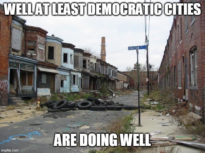 WELL AT LEAST DEMOCRATIC CITIES ARE DOING WELL | made w/ Imgflip meme maker
