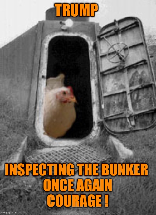 TRUMP INSPECTING THE BUNKER 
ONCE AGAIN
COURAGE ! | made w/ Imgflip meme maker