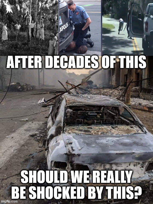 Decadesofdeath | AFTER DECADES OF THIS; SHOULD WE REALLY BE SHOCKED BY THIS? | image tagged in racism,riots,protests,death | made w/ Imgflip meme maker