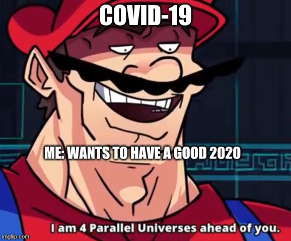I'm four parallel universes ahead of you | COVID-19; ME: WANTS TO HAVE A GOOD 2020 | image tagged in i'm four parallel universes ahead of you | made w/ Imgflip meme maker