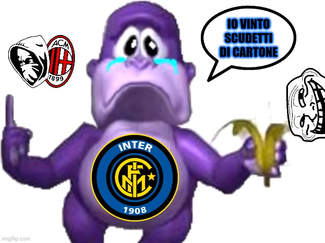 Bonzi Buddy Interista | IO VINTO SCUDETTI DI CARTONE | image tagged in bonzi buddy crying,inter,memes,funny | made w/ Imgflip meme maker