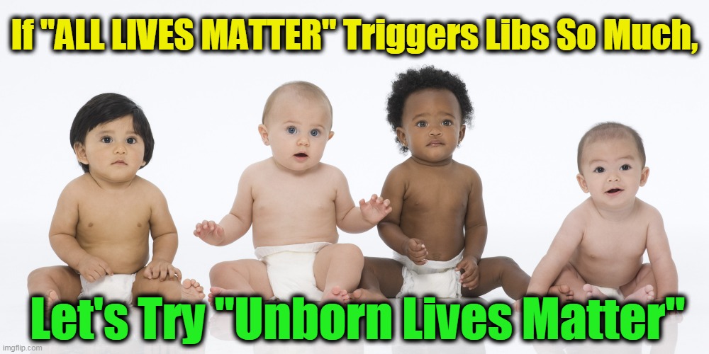 Who Doesn't Love Babies? | If "ALL LIVES MATTER" Triggers Libs So Much, Let's Try "Unborn Lives Matter" | image tagged in politics,political meme,liberalism,democrats,liberals vs conservatives,abortion,ConservativeMemes | made w/ Imgflip meme maker