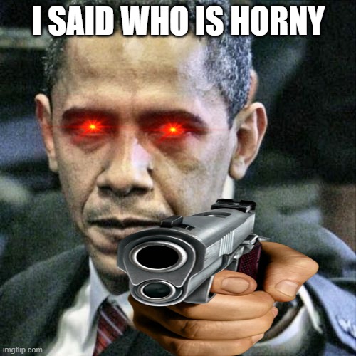 Pissed Off Obama | I SAID WHO IS HORNY | image tagged in memes,pissed off obama | made w/ Imgflip meme maker