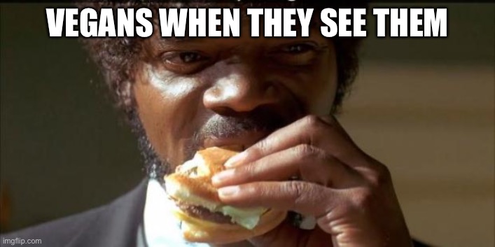 Tasty Burger | VEGANS WHEN THEY SEE THEM | image tagged in tasty burger | made w/ Imgflip meme maker