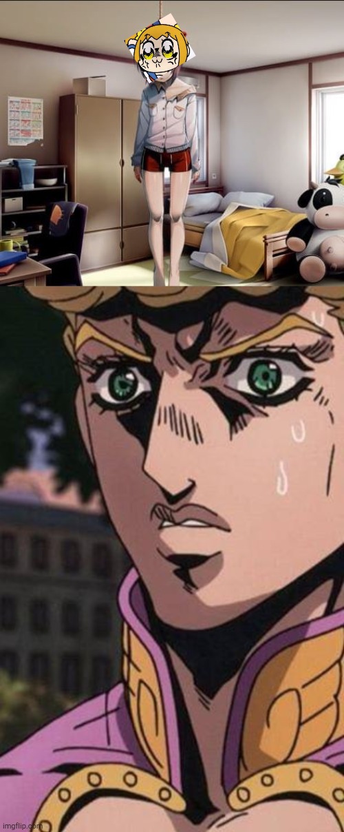 image tagged in hanging sayori,concerned giorno | made w/ Imgflip meme maker