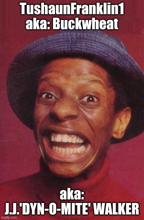 TushaunFranklin1
aka: Buckwheat aka: J.J.'DYN-O-MITE' WALKER | made w/ Imgflip meme maker