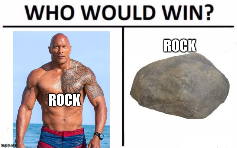 Who Would Win? Meme | ROCK; ROCK | image tagged in memes,who would win | made w/ Imgflip meme maker