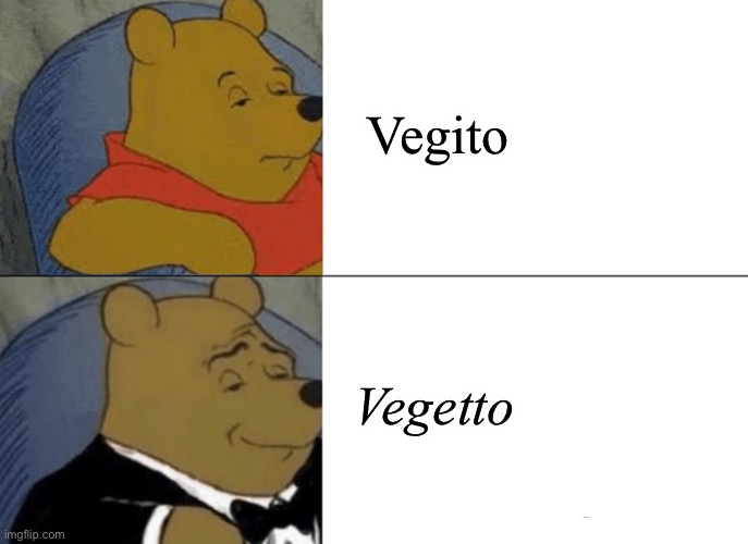 Tuxedo Winnie The Pooh Meme | Vegito; Vegetto | image tagged in memes,tuxedo winnie the pooh | made w/ Imgflip meme maker