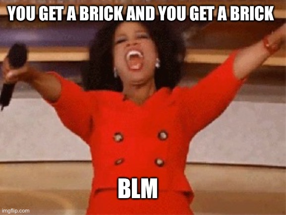 Blm | YOU GET A BRICK AND YOU GET A BRICK; BLM | image tagged in opera | made w/ Imgflip meme maker