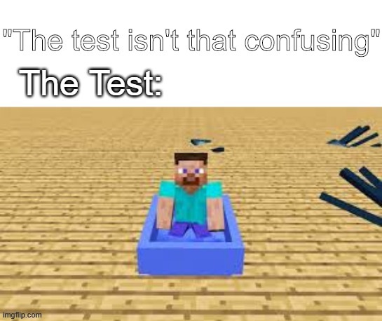 The test isn't confusing | image tagged in memes,minecraft,funny | made w/ Imgflip meme maker