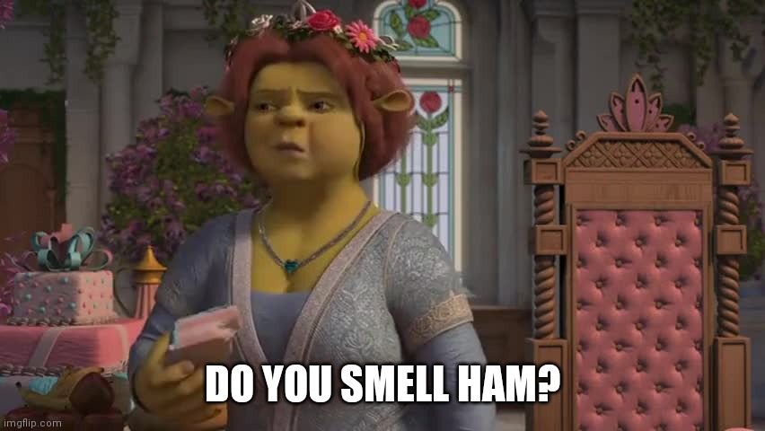 DO YOU SMELL HAM? | image tagged in shrek | made w/ Imgflip meme maker