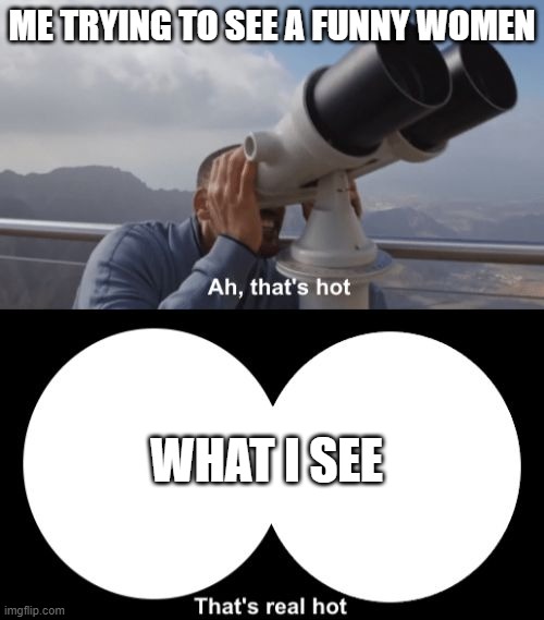 That’s Hot | ME TRYING TO SEE A FUNNY WOMEN; WHAT I SEE | image tagged in thats hot | made w/ Imgflip meme maker