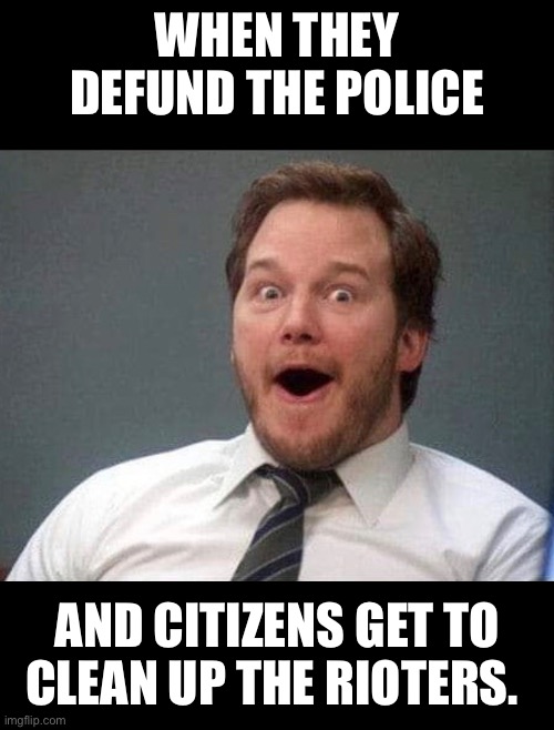 Defund, police, citizen, rioter | WHEN THEY DEFUND THE POLICE; AND CITIZENS GET TO CLEAN UP THE RIOTERS. | image tagged in memes | made w/ Imgflip meme maker