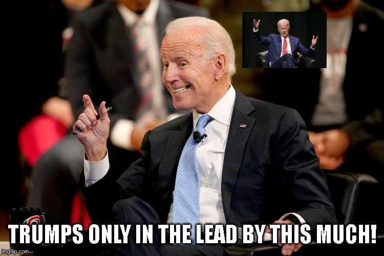 Creepy Joe 2 dreamy Joe | TRUMPS ONLY IN THE LEAD BY THIS MUCH! | image tagged in joe biden,trump 2020 | made w/ Imgflip meme maker