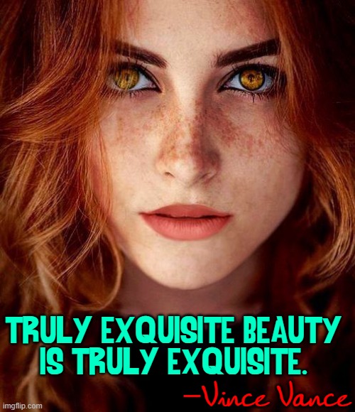 Golden-Eyed Redhead | Vince Vance TRULY EXQUISITE BEAUTY
IS TRULY EXQUISITE. — | image tagged in vince vance,redheads,duh,freckles,perfection,memes | made w/ Imgflip meme maker
