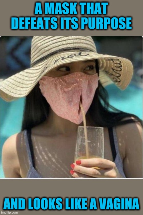 Two for one | A MASK THAT DEFEATS ITS PURPOSE; AND LOOKS LIKE A VAGINA | image tagged in mask,doh,stupid stacy | made w/ Imgflip meme maker