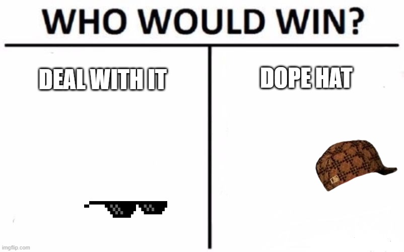 who would win | DOPE HAT; DEAL WITH IT | image tagged in memes,who would win | made w/ Imgflip meme maker
