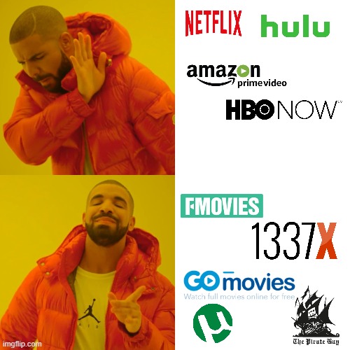 Torrents, Piracy | image tagged in memes,drake hotline bling | made w/ Imgflip meme maker