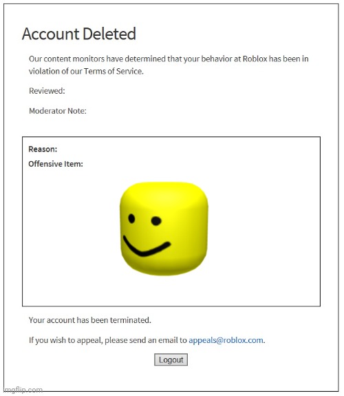 Banned From Roblox Memes Gifs Imgflip - roblox stupid automatic ban system by recyclebin meme