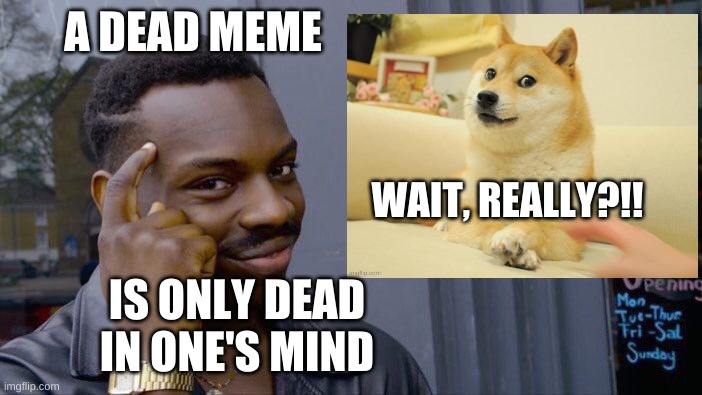 Roll Safe Think About It Meme | A DEAD MEME; WAIT, REALLY?!! IS ONLY DEAD IN ONE'S MIND | image tagged in memes,roll safe think about it | made w/ Imgflip meme maker