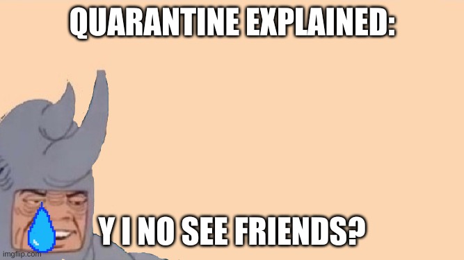 Me and the Boys Just Me | QUARANTINE EXPLAINED:; Y I NO SEE FRIENDS? | image tagged in me and the boys just me | made w/ Imgflip meme maker
