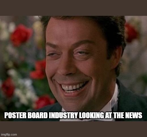 POSTER BOARD INDUSTRY LOOKING AT THE NEWS | image tagged in protesters,political correctness | made w/ Imgflip meme maker