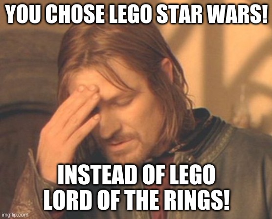 Frustrated Boromir Meme | YOU CHOSE LEGO STAR WARS! INSTEAD OF LEGO LORD OF THE RINGS! | image tagged in memes,frustrated boromir | made w/ Imgflip meme maker