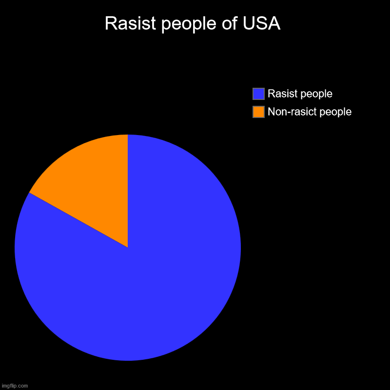 why is this true??? help change this please!!! | Rasist people of USA | Non-rasict people, Rasist people | image tagged in charts,pie charts | made w/ Imgflip chart maker