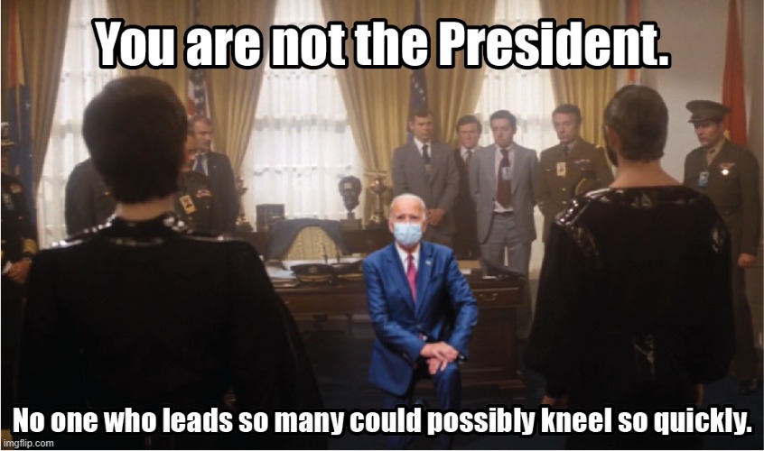 Kneel before Zod! | image tagged in joe biden,kneeling,memes,blm | made w/ Imgflip meme maker