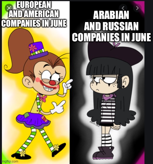 Pride is Different in other countries | EUROPEAN AND AMERICAN COMPANIES IN JUNE; ARABIAN AND RUSSIAN COMPANIES IN JUNE | image tagged in memes,nickelodeon,the loud house,pride | made w/ Imgflip meme maker