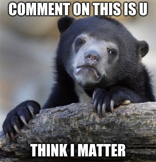 we all know i dont so just dont comment | COMMENT ON THIS IS U; THINK I MATTER | image tagged in memes,confession bear | made w/ Imgflip meme maker