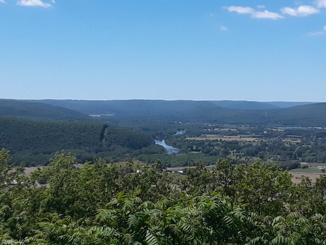 Top of Harris Hill, gorgeous view of Chemong River and the valley | image tagged in new york,harris hill | made w/ Imgflip meme maker