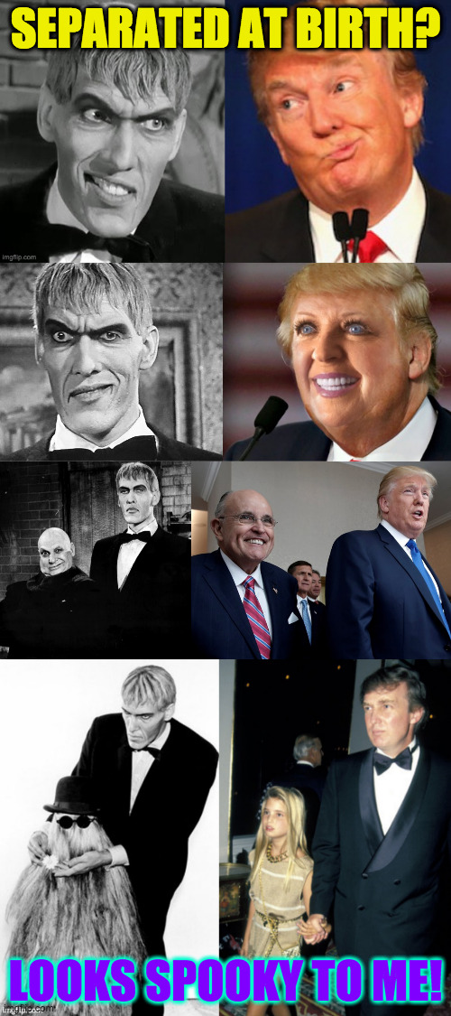 Has Donald modeled his life on Lurch's??  You be the judge. | SEPARATED AT BIRTH? LOOKS SPOOKY TO ME! | image tagged in memes,lurch,creepy,addams family,more than coinkydink i think | made w/ Imgflip meme maker