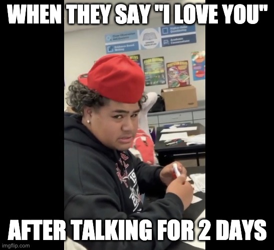 PapaSita Memes | WHEN THEY SAY "I LOVE YOU"; AFTER TALKING FOR 2 DAYS | image tagged in memes | made w/ Imgflip meme maker