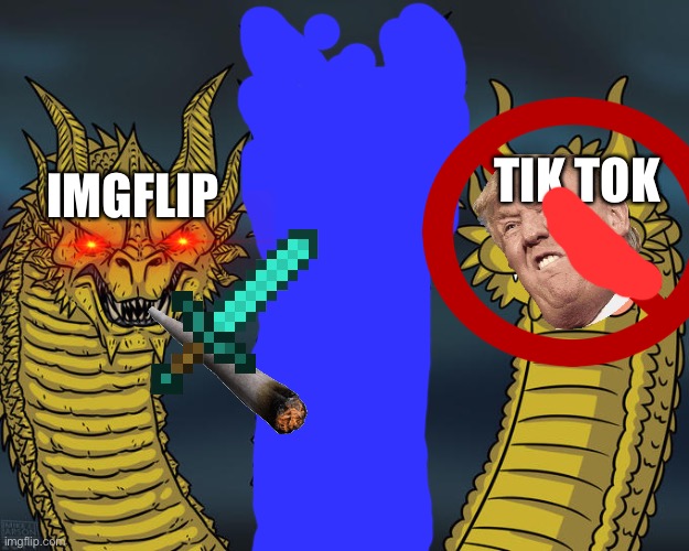 Imgflip will win | TIK TOK; IMGFLIP | image tagged in three-headed dragon | made w/ Imgflip meme maker