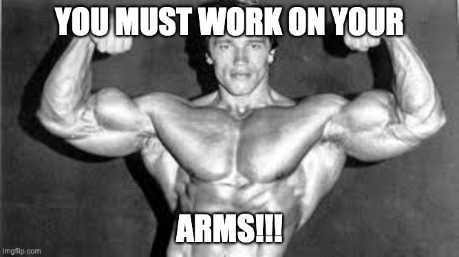 ARMS | YOU MUST WORK ON YOUR; ARMS!!! | image tagged in arms | made w/ Imgflip meme maker