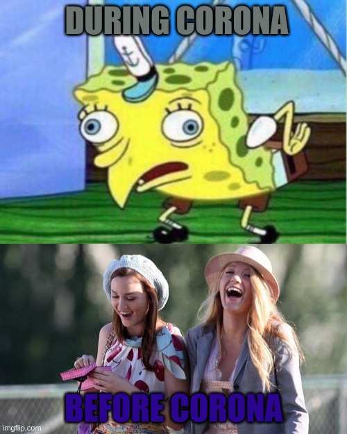 DURING CORONA; BEFORE CORONA | image tagged in memes,mocking spongebob | made w/ Imgflip meme maker