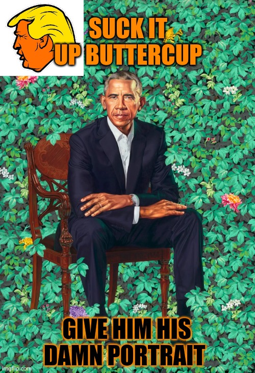 Remember respectful transition of power... | SUCK IT UP BUTTERCUP; GIVE HIM HIS DAMN PORTRAIT | image tagged in dump trump,donald trump,barack obama,conservative hypocrisy | made w/ Imgflip meme maker