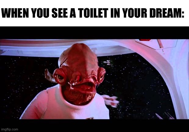 It’s a trap!!! | WHEN YOU SEE A TOILET IN YOUR DREAM: | image tagged in it's a trap | made w/ Imgflip meme maker