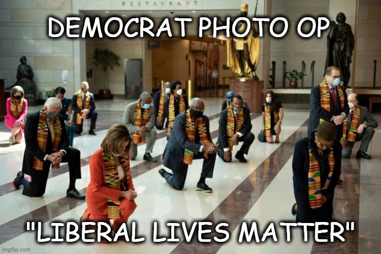 Liberal Lives Matter | DEMOCRAT PHOTO OP; "LIBERAL LIVES MATTER" | image tagged in photo op,democrats,liberals,riots,blm | made w/ Imgflip meme maker