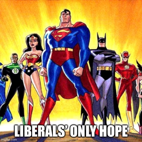 Super heroes | LIBERALS’ ONLY HOPE | image tagged in super heroes | made w/ Imgflip meme maker