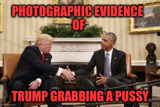 PHOTOGRAPHIC EVIDENCE 
OF TRUMP GRABBING A PUSSY | made w/ Imgflip meme maker